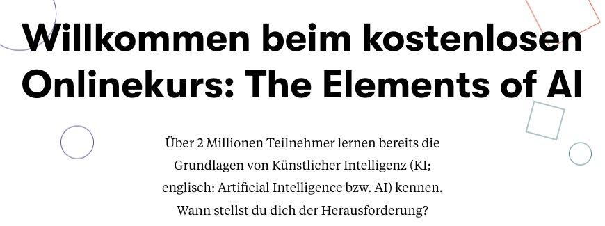 Kursseite Elements of AI